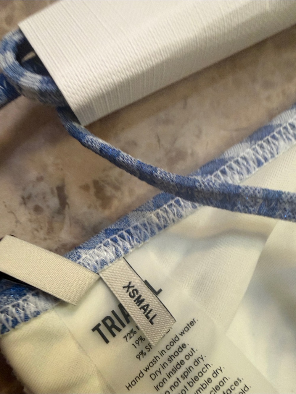 triangl swimwear Blue & White Gingham String Bikini with Pouch - Picture 3 of 9